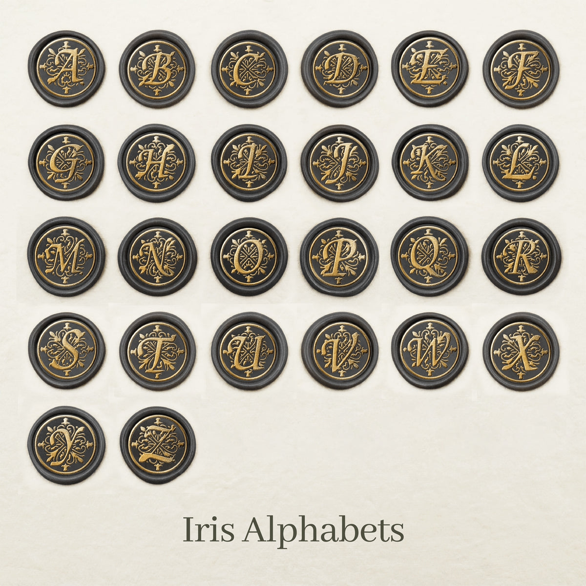 Stamprints Iris Alphabets sceau de cire tampon encreur design
