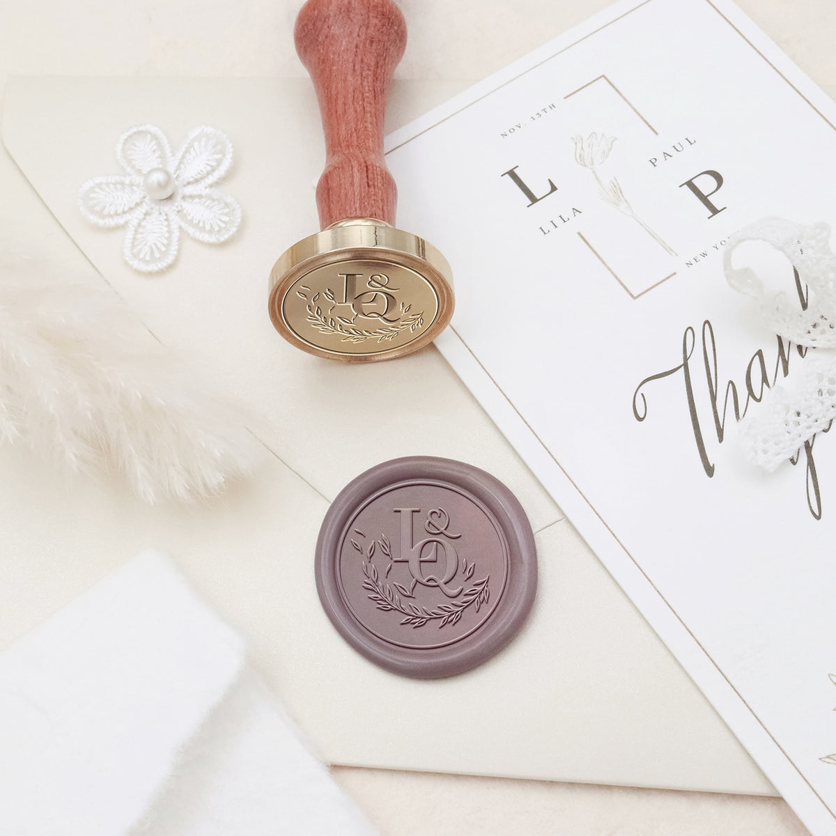 Stamprints Individuelle Hochzeits-Monogramm Siegelwachs Stempel 3