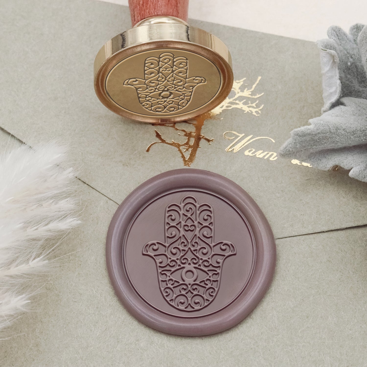 Stamprints Tampon Encreur de Sceau de Cire Symbole Hamsa 2
