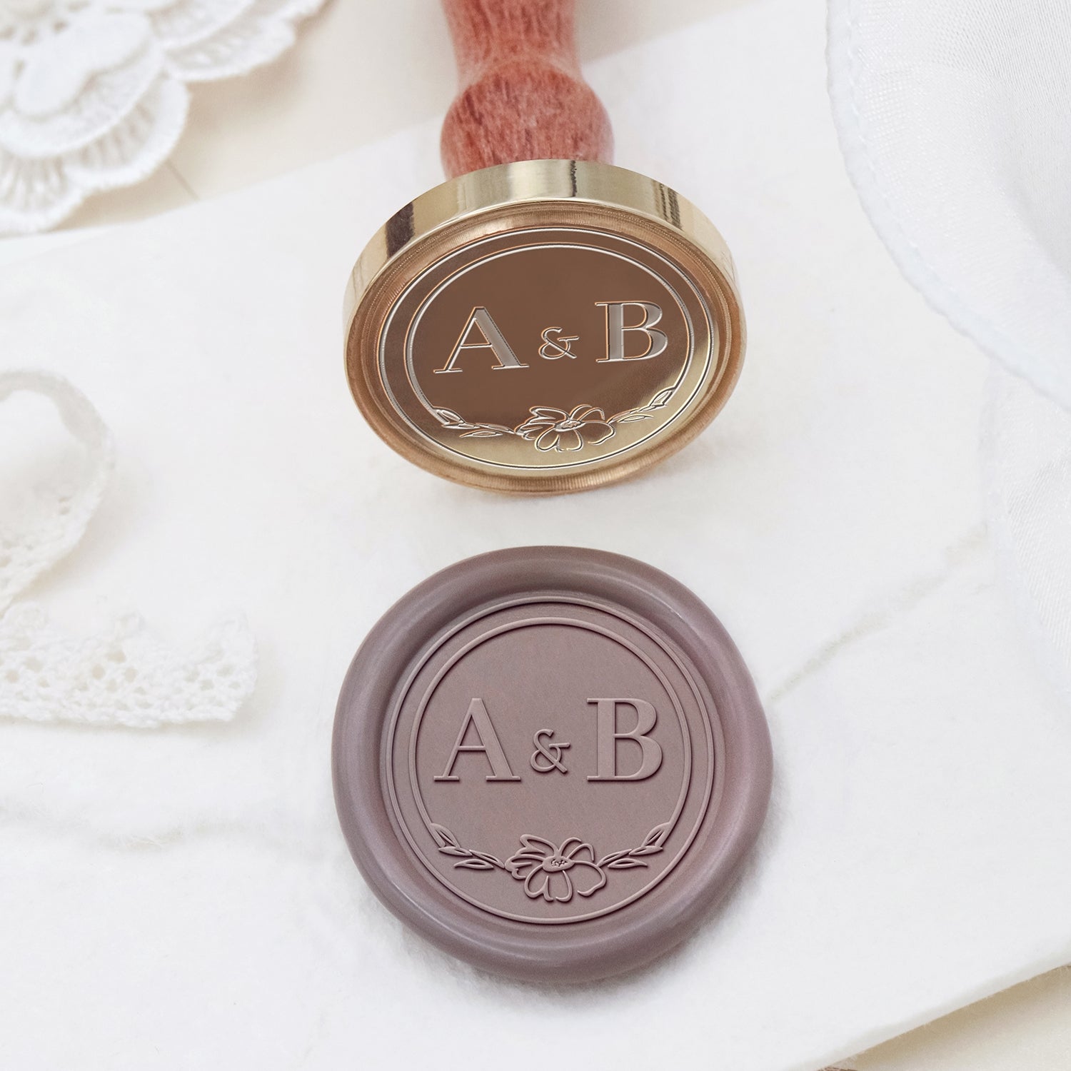 Stamprints Personalisierte Hochzeits-Monogramm-Wachssiegel-Stempel 2