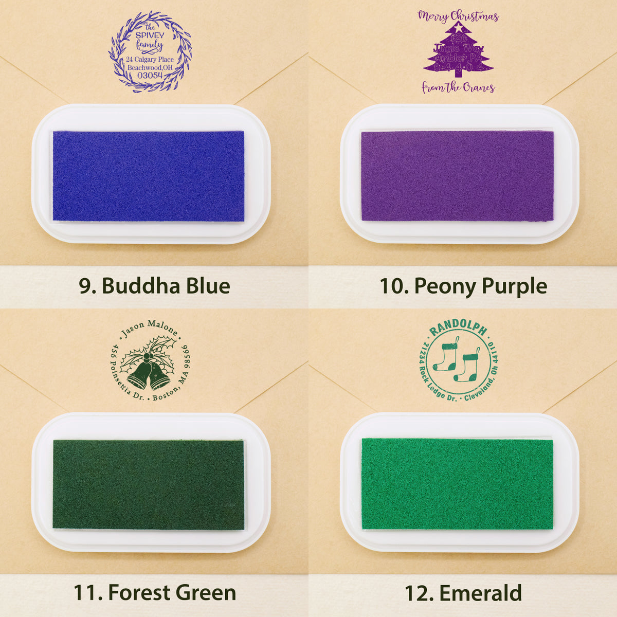 Personalisierter Weihnachts-Adressen-Gummistempel (18 Designs) sku3
