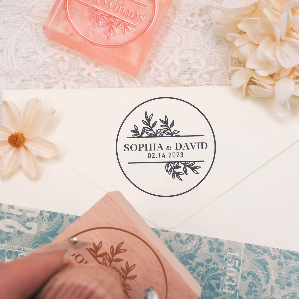 Custom Wedding Rubber Stamp (27 Designs)-3