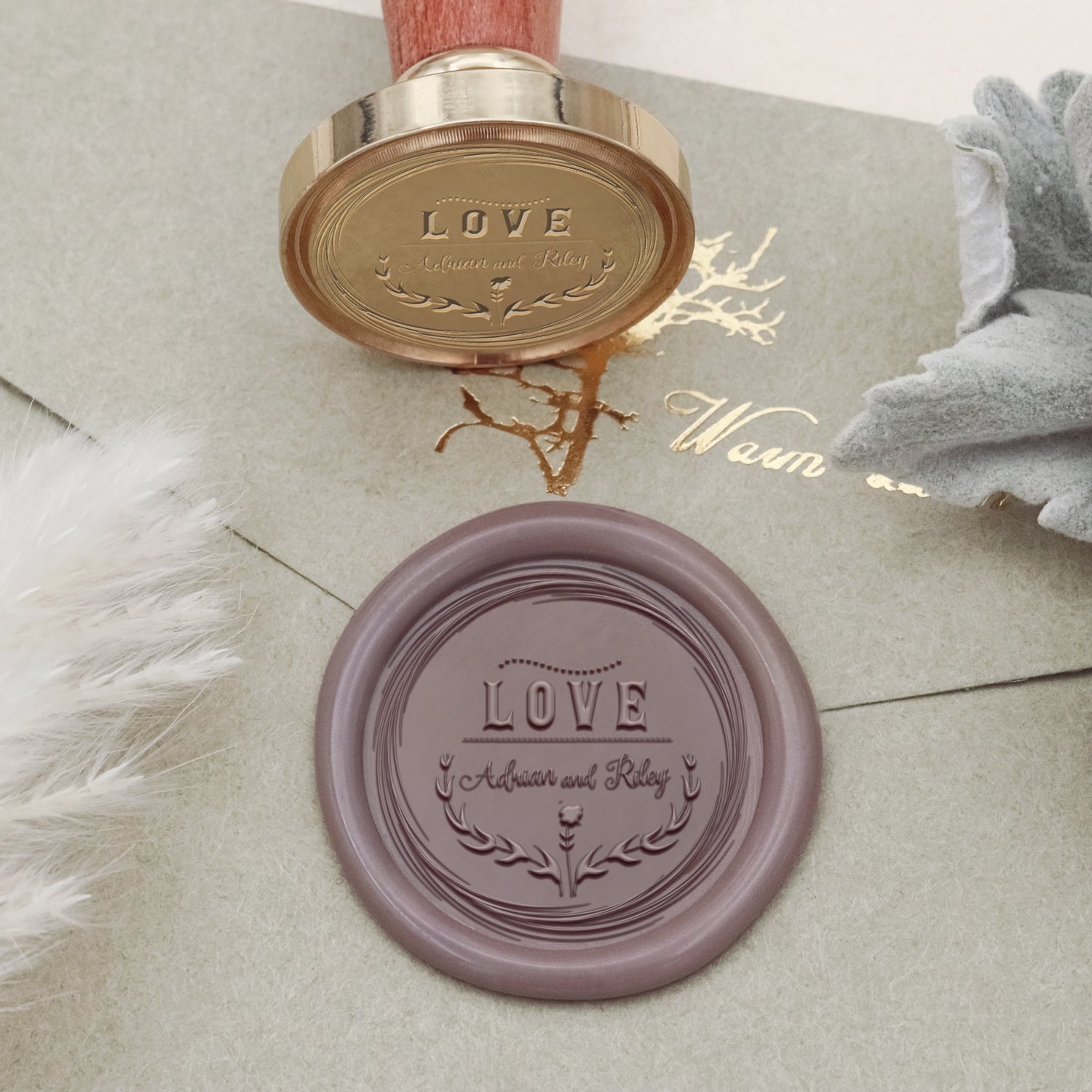 Carimbo de Sinete de Lacre de Casamento Personalizado Bigode & Lábios-17 2