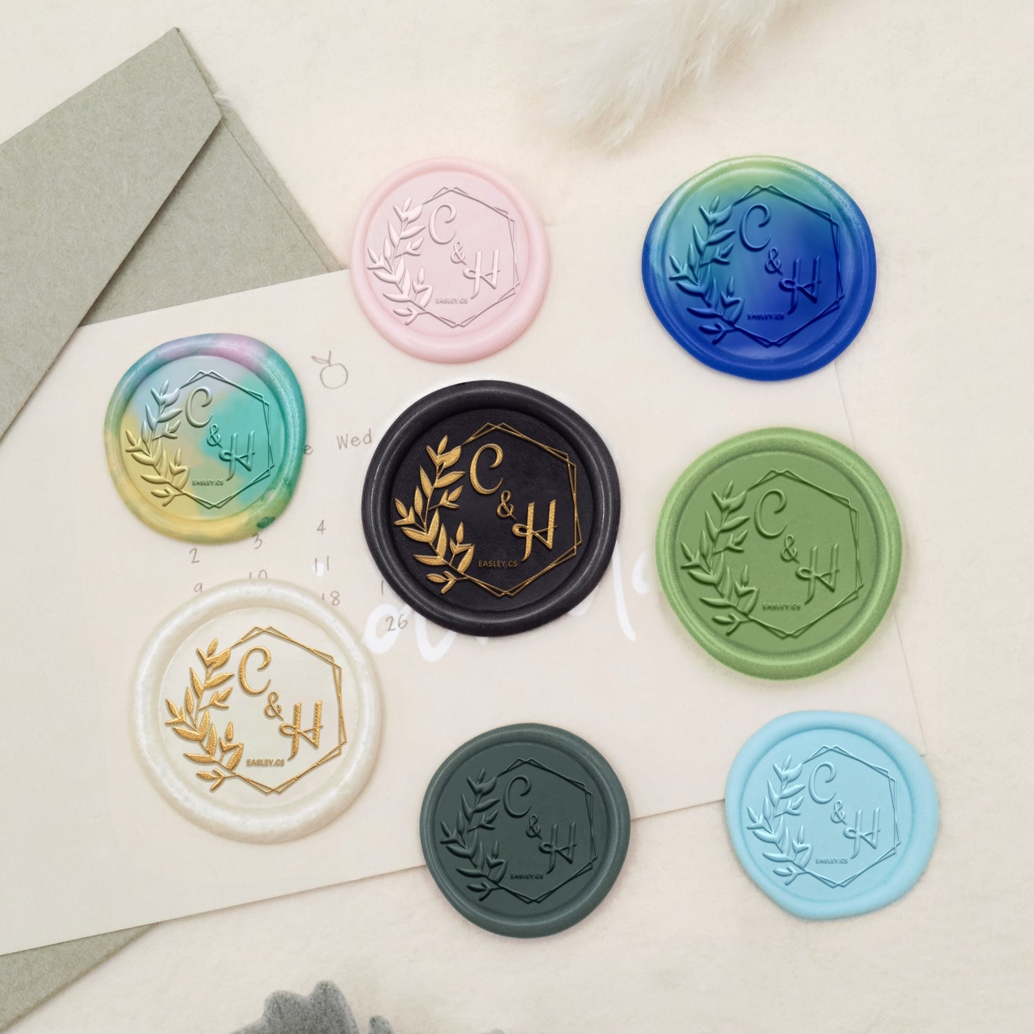 Personalisierter Lily Hochzeit Monogramm Siegelwachs Siegelstempel-15 3