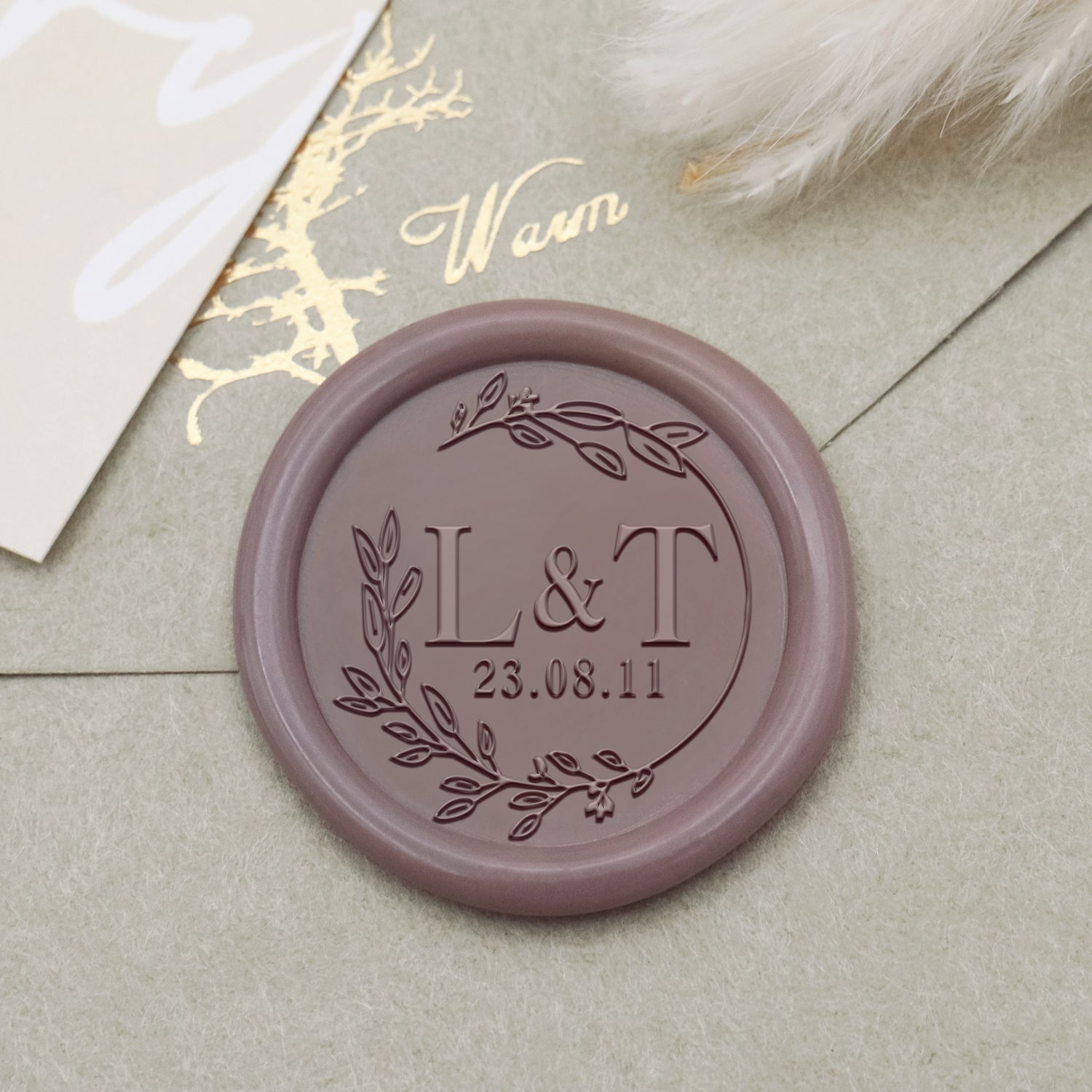 Personalisierter Lilien-Hochzeits-Monogramm-Wachssiegel-Stempel-30 1