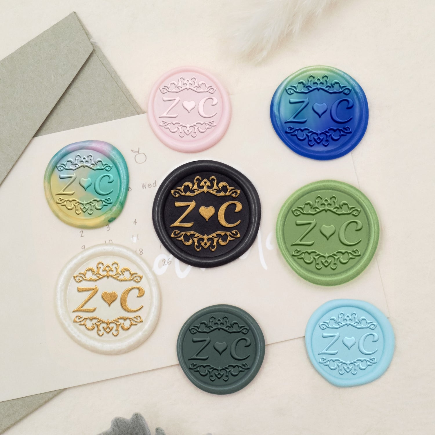 Custom Lily Wedding Monogram Wax Seal Stamp-32 3