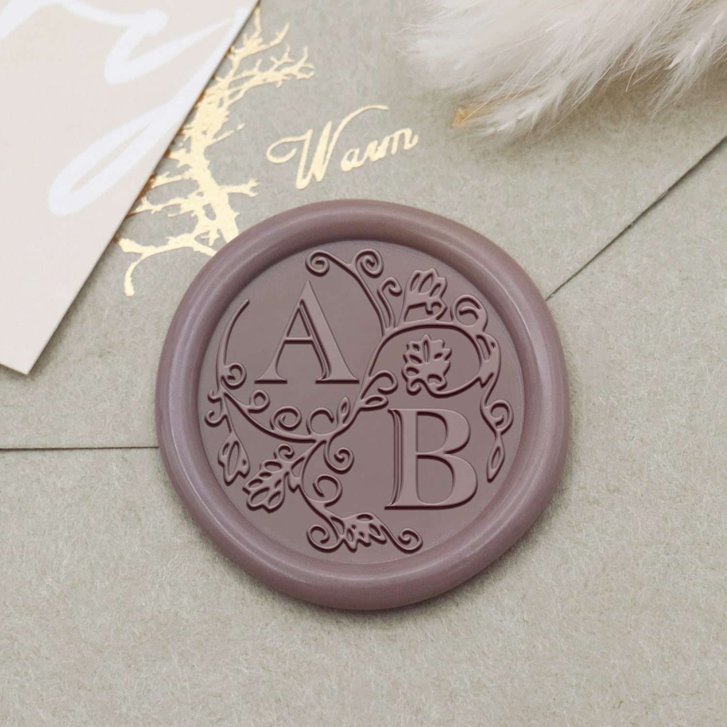 Custom Lily Wedding Monogram Wax Seal Stamp-31 1