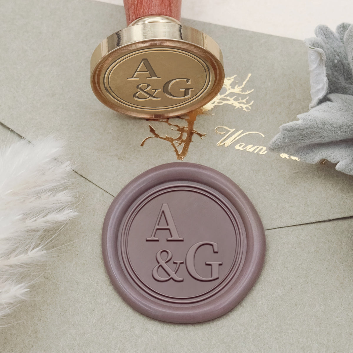 Personalisierte Lilien-Hochzeits-Monogramm-Siegelwachs-Siegelstempel-34 2