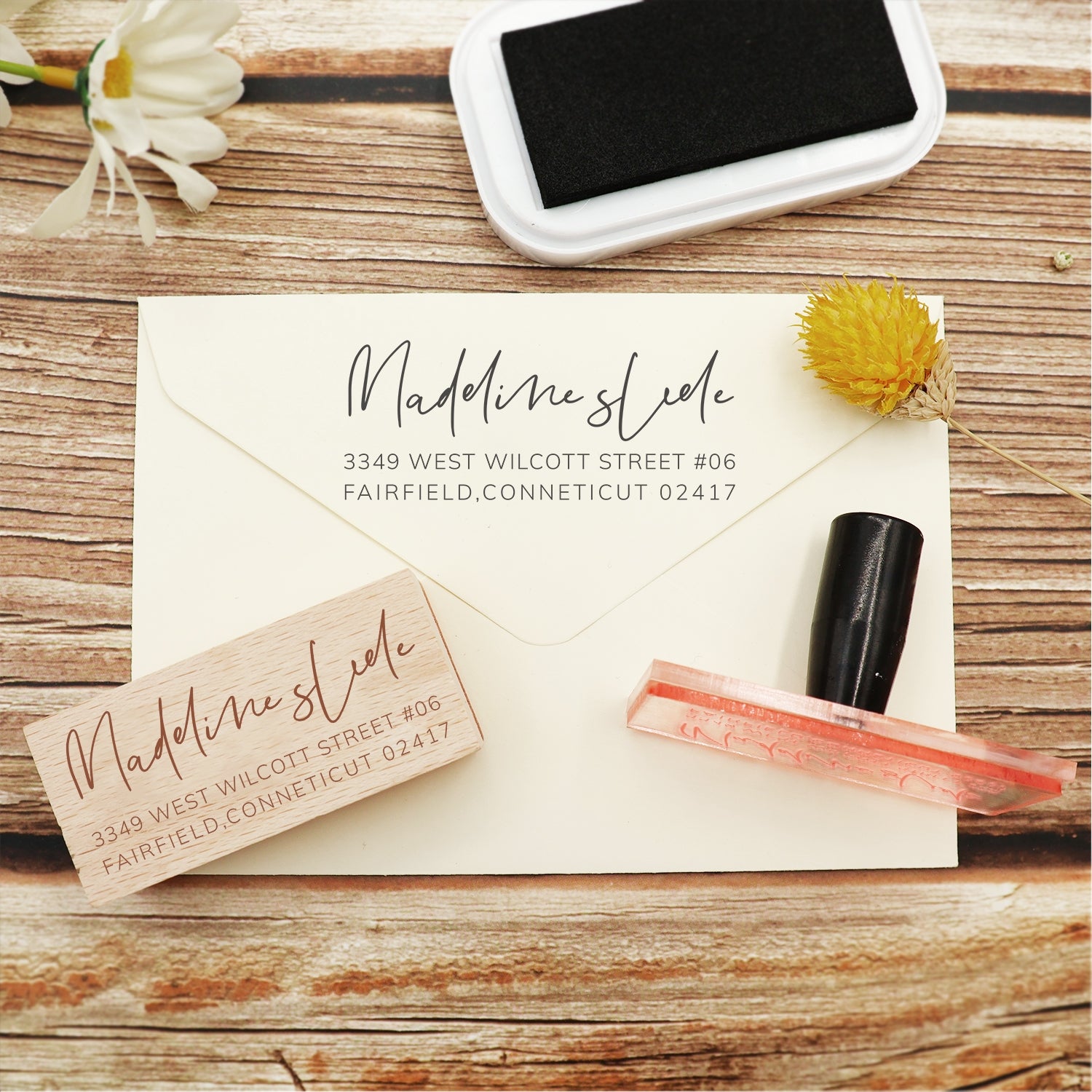 Custom Rectangular Handwriting Font Address Return Rubber Stamp - Style 4 2