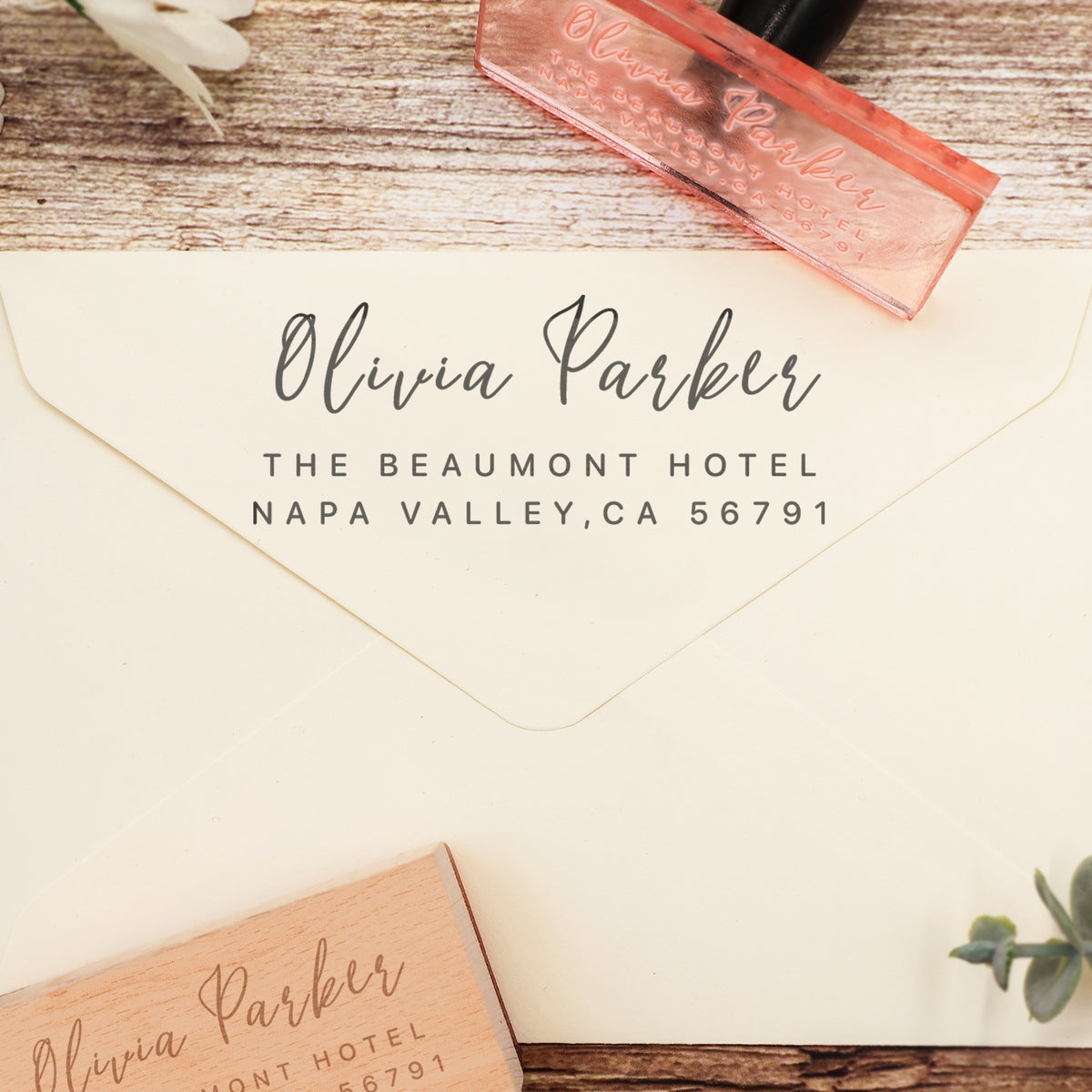 Custom Rectangular Handwriting Font Address Return Rubber Stamp - Style 7 4