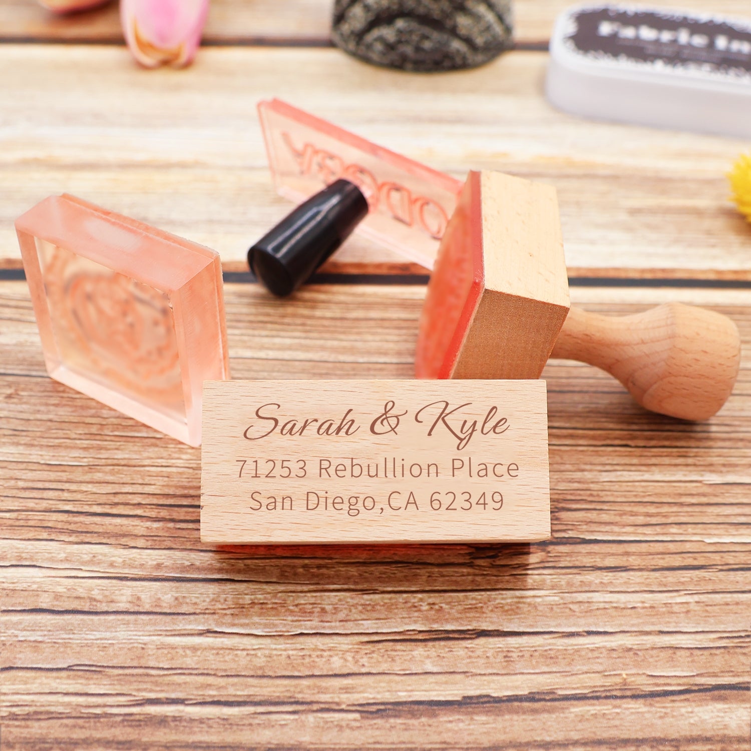 Custom Rectangular Handwriting Font Address Return Rubber Stamp - Style 9 5