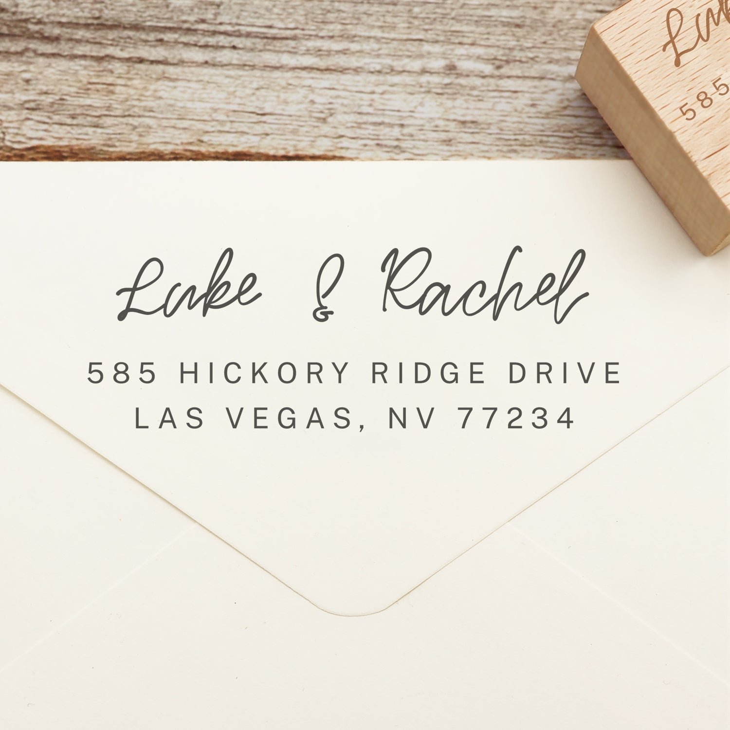 Personalisierter rechteckiger handschriftlicher Schriftart Adresse Rücksende Gummistempel - Stil 27 1