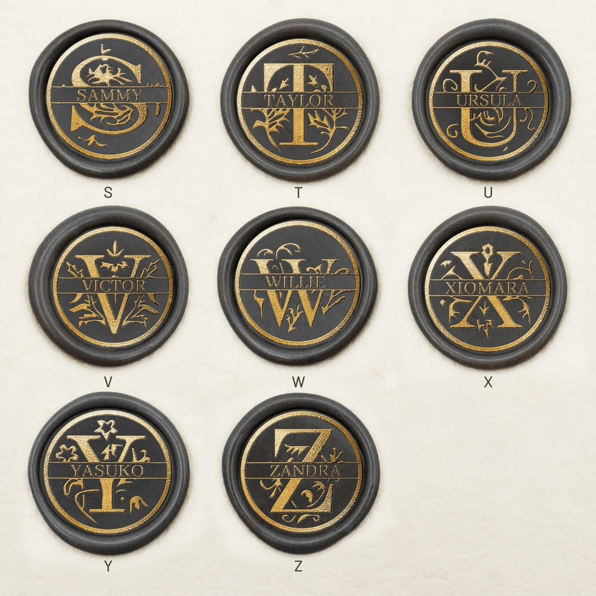 26 Letter Custom Floral Name Wax Seal Stamp sku3