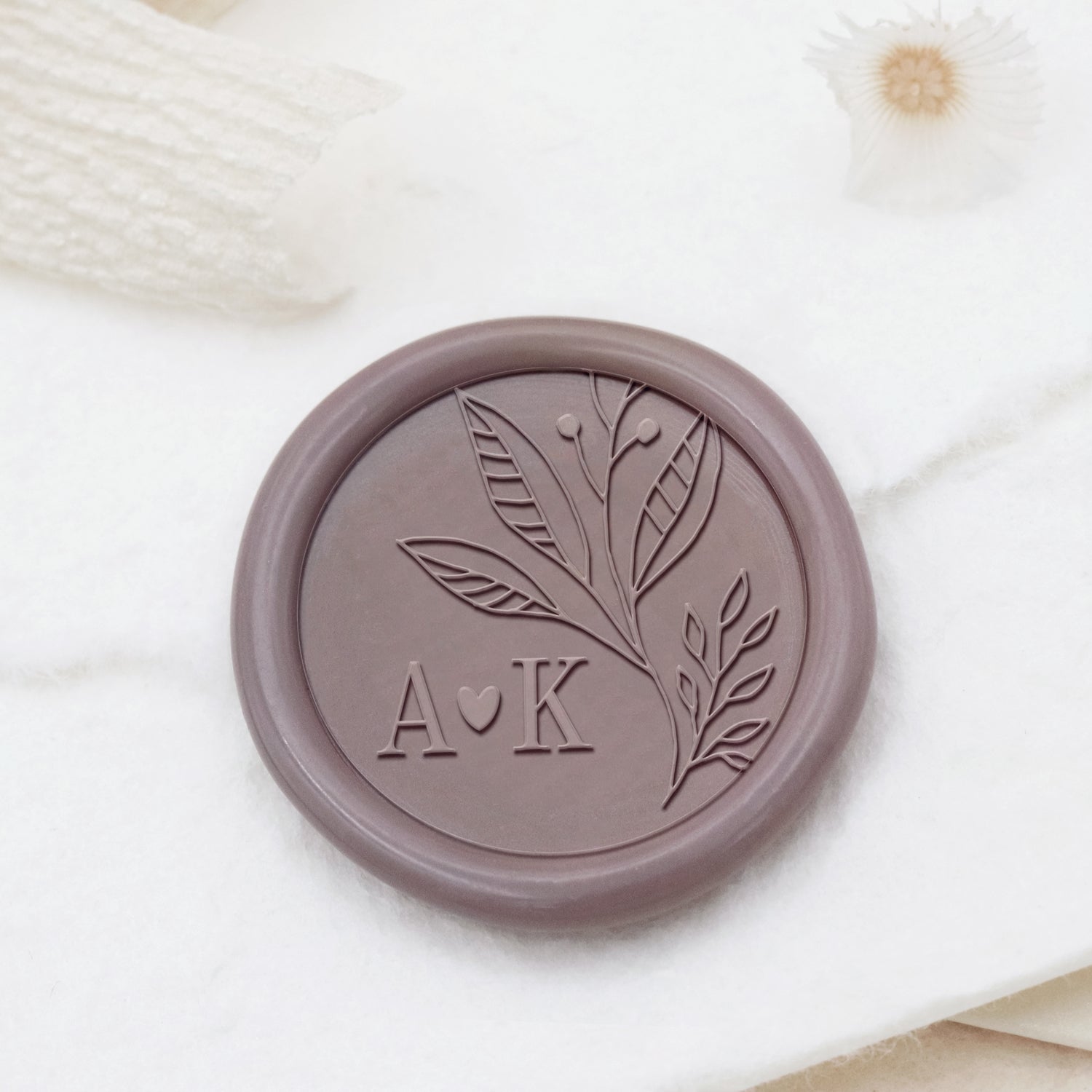 Custom Borderless Botanical Wedding Monogram Wax Seal Stamp - Style 16 1