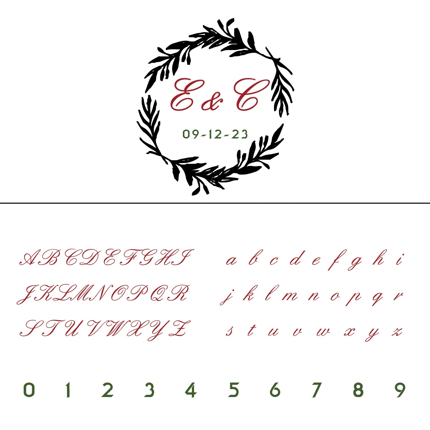 Personalisierter Zweigkranz Hochzeit Monogramm Siegelwachs Stempel 14