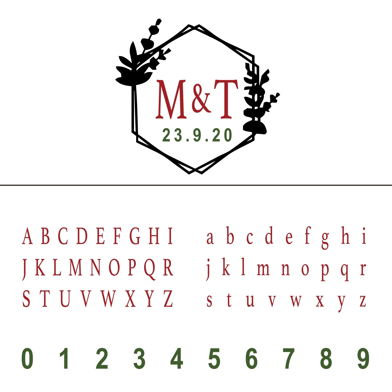 Custom Botanical Hexagonal Frame Wedding Monogram Wax Seal Stamp 22