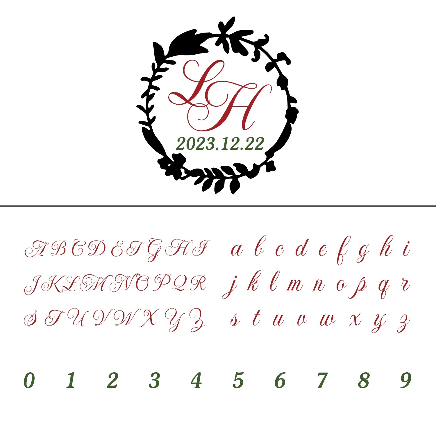 Personalisierter Zweigkranz Hochzeit Monogramm Siegelwachs Stempel 28