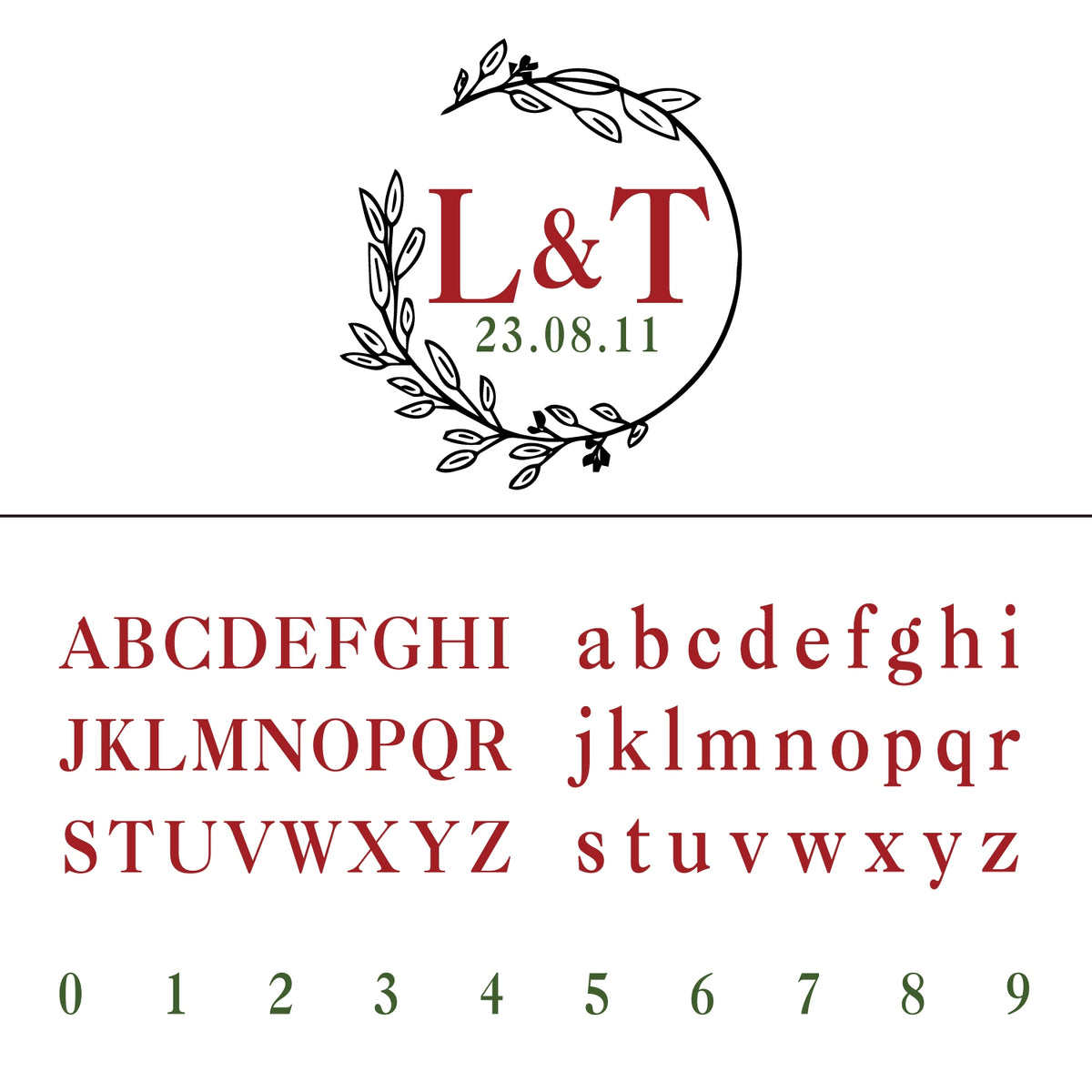 Individueller Einfacher Blattkranz Hochzeits-Monogramm Wachssiegel Stempel 30