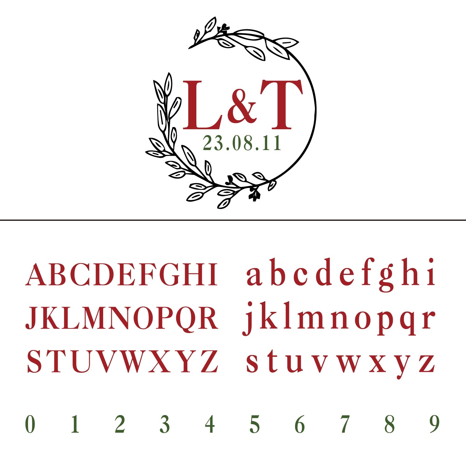 Individueller Einfacher Blattkranz Hochzeits-Monogramm Wachssiegel Stempel 30
