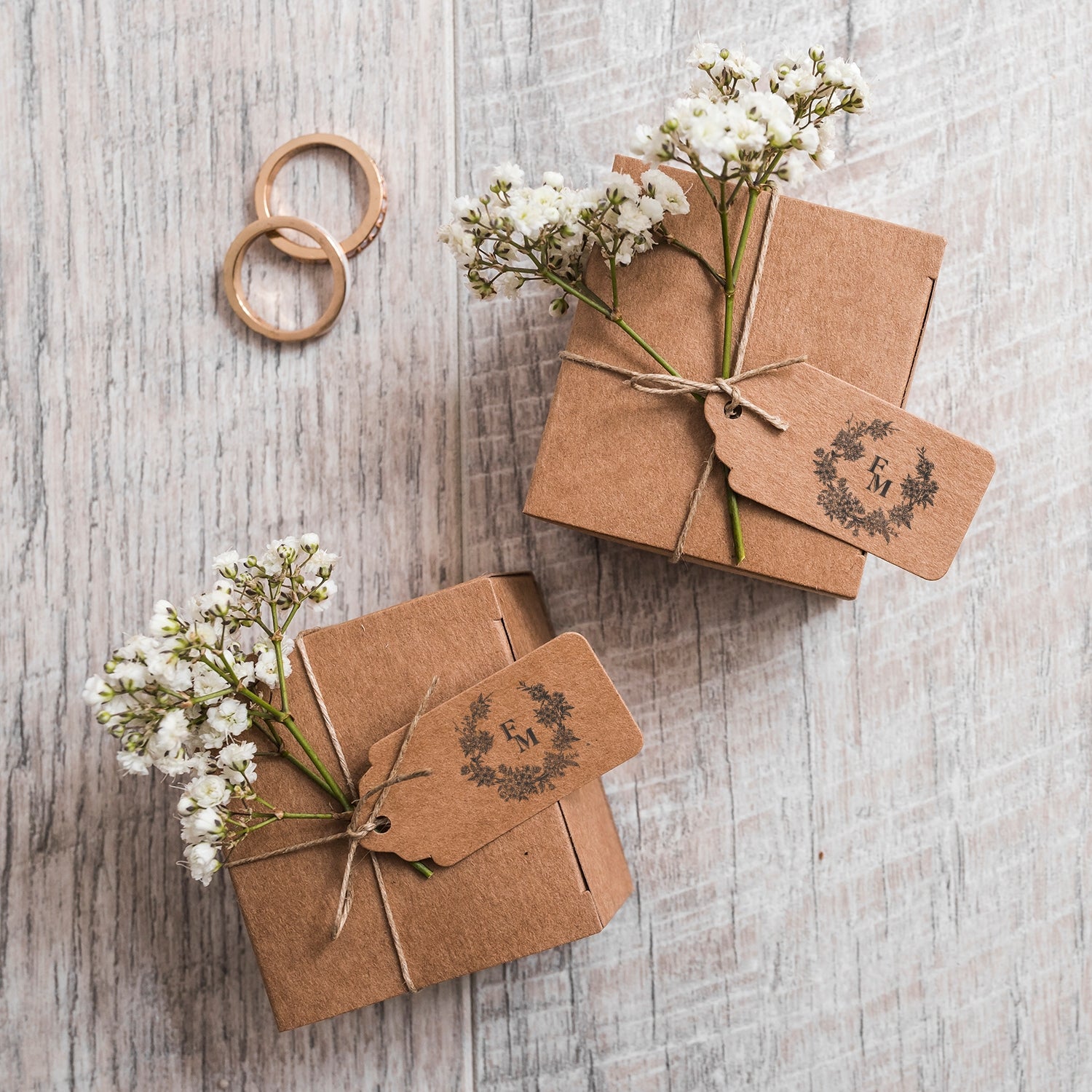 Carimbo de Borracha Personalizado com Monograma Botânico de Casamento - Estilo 3 wd2