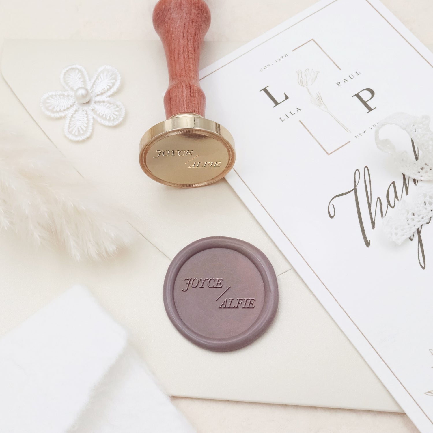 Custom Minimalist Name Wedding Wax Seal Stamp - Style 5 3