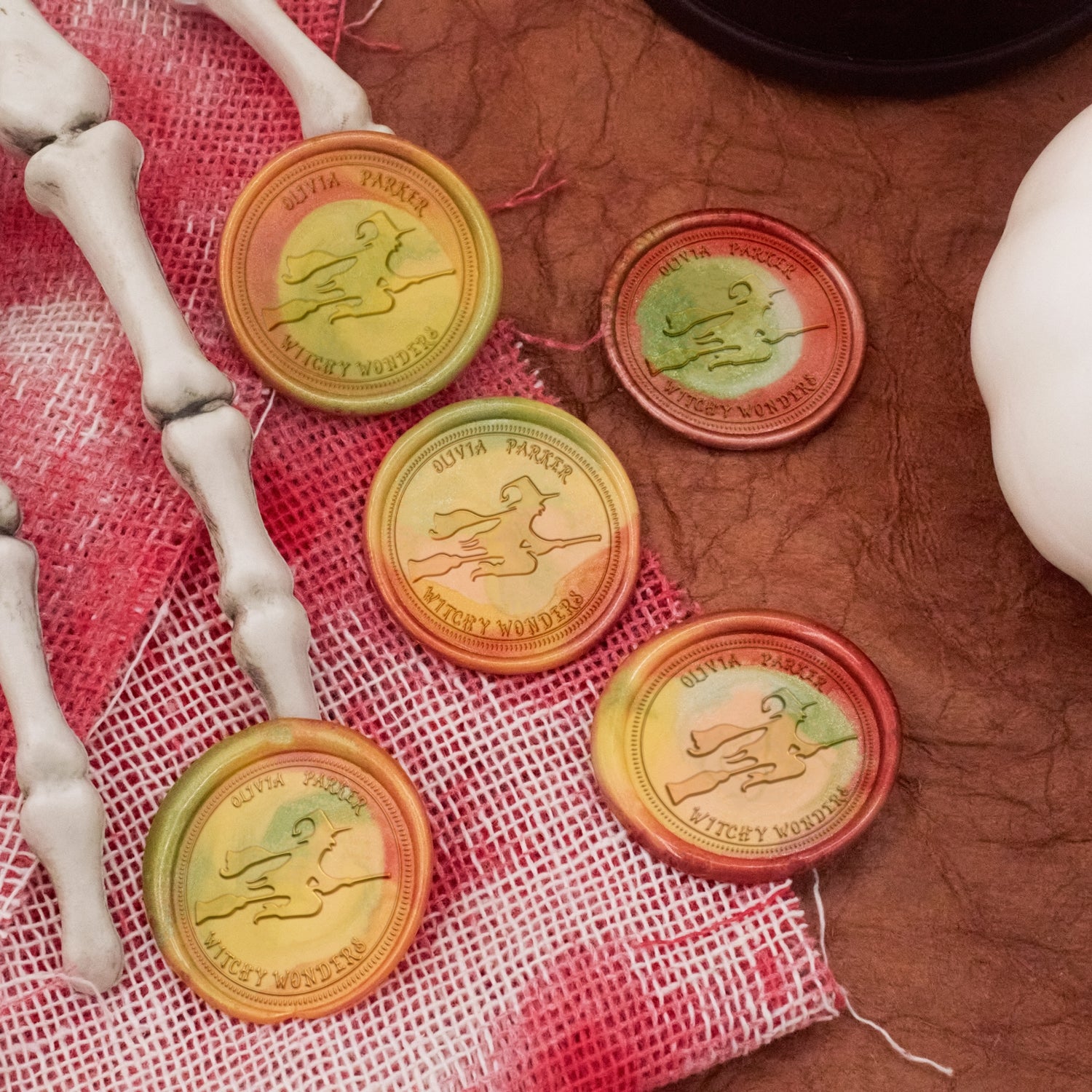 Custom Flying Witch Halloween Name Wax Seal Stamp 3