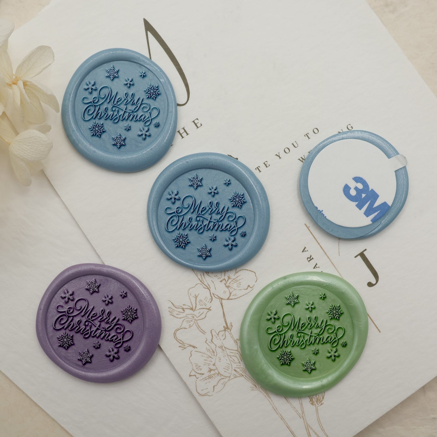 Merry Christmas and Snowflake Wax Seal Stamp2