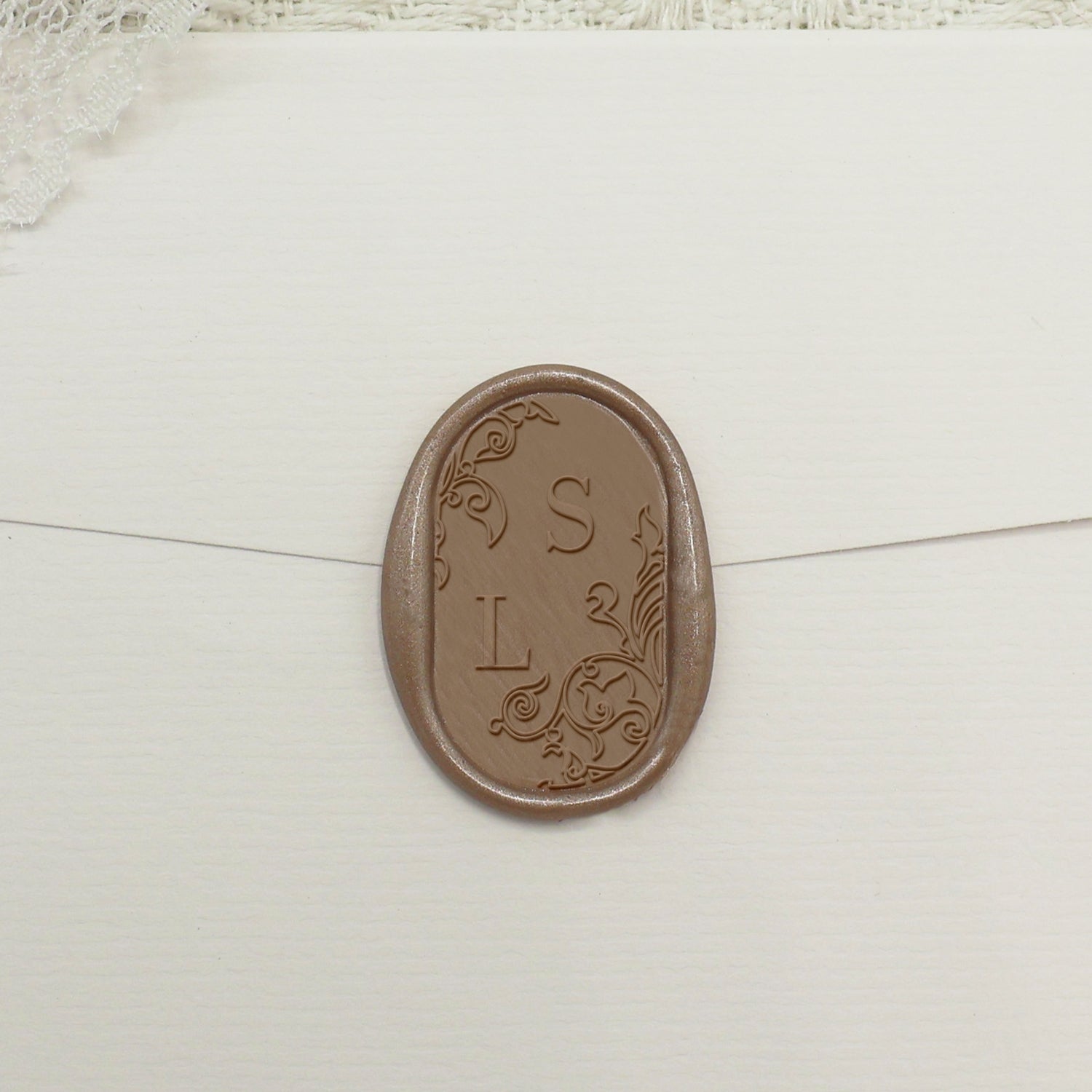 Sello de Lacre Ovalado Personalizado para Bodas - Estilo 8 1