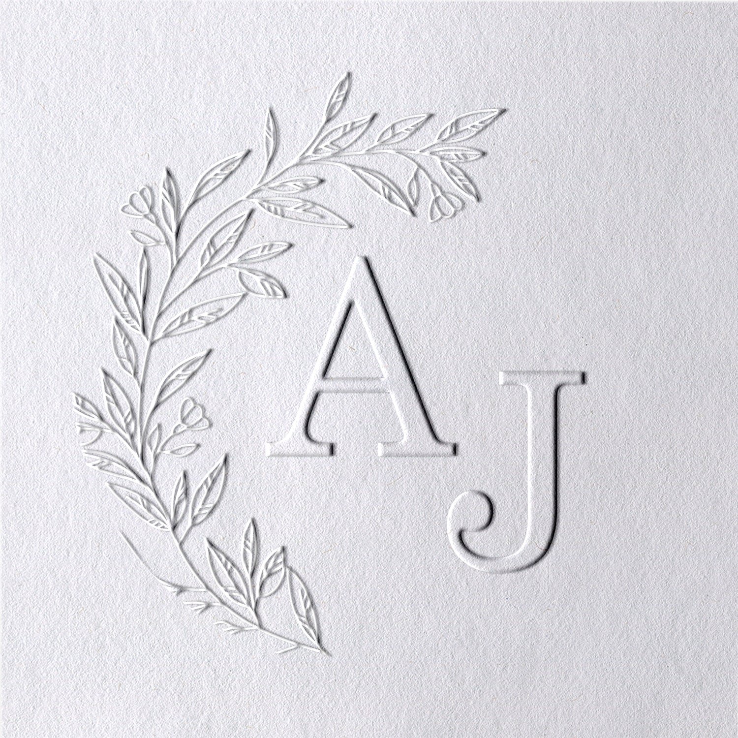 Individueller Botanischer Initialen Hochzeits-Monogramm Prägestempel - Stil 2 Individueller Botanischer Initialen Hochzeits-Monogramm Prägestempel - Stil 221