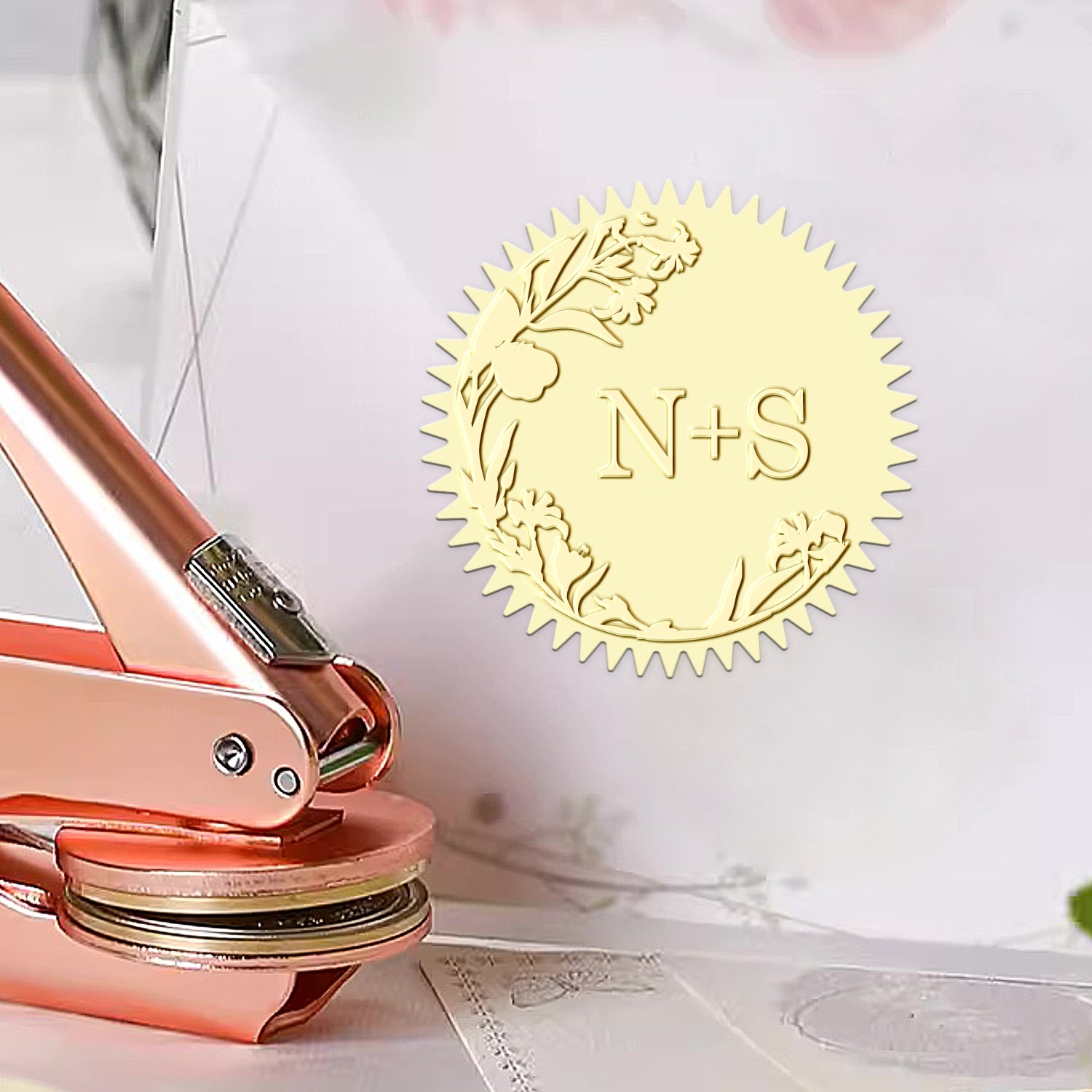 Custom Botanical Initials Wedding Monogram Embosser (27 Designs) 121 21