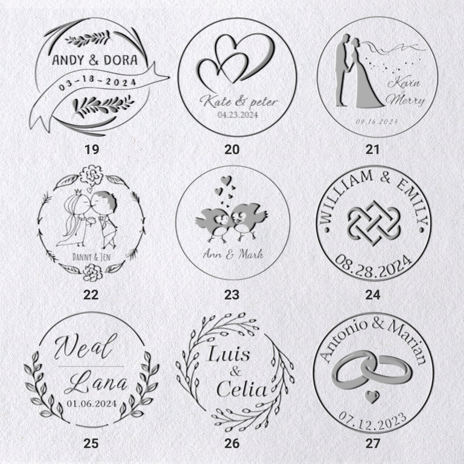 Chancela de Nome de Casamento Personalizado (27 Designs) 19-27_31