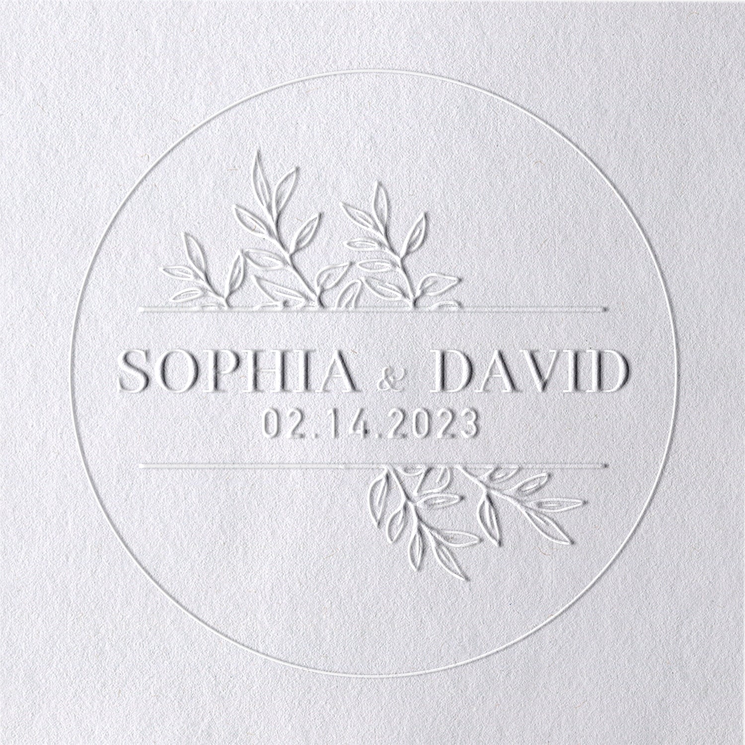 Personalisierter Blätter Hochzeit Name und Datum Prägestempel 811