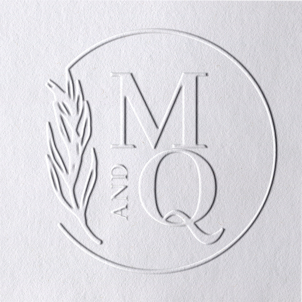 Benutzerdefinierter Weizenähre Hochzeit Monogramm Initial Prägestempel 91