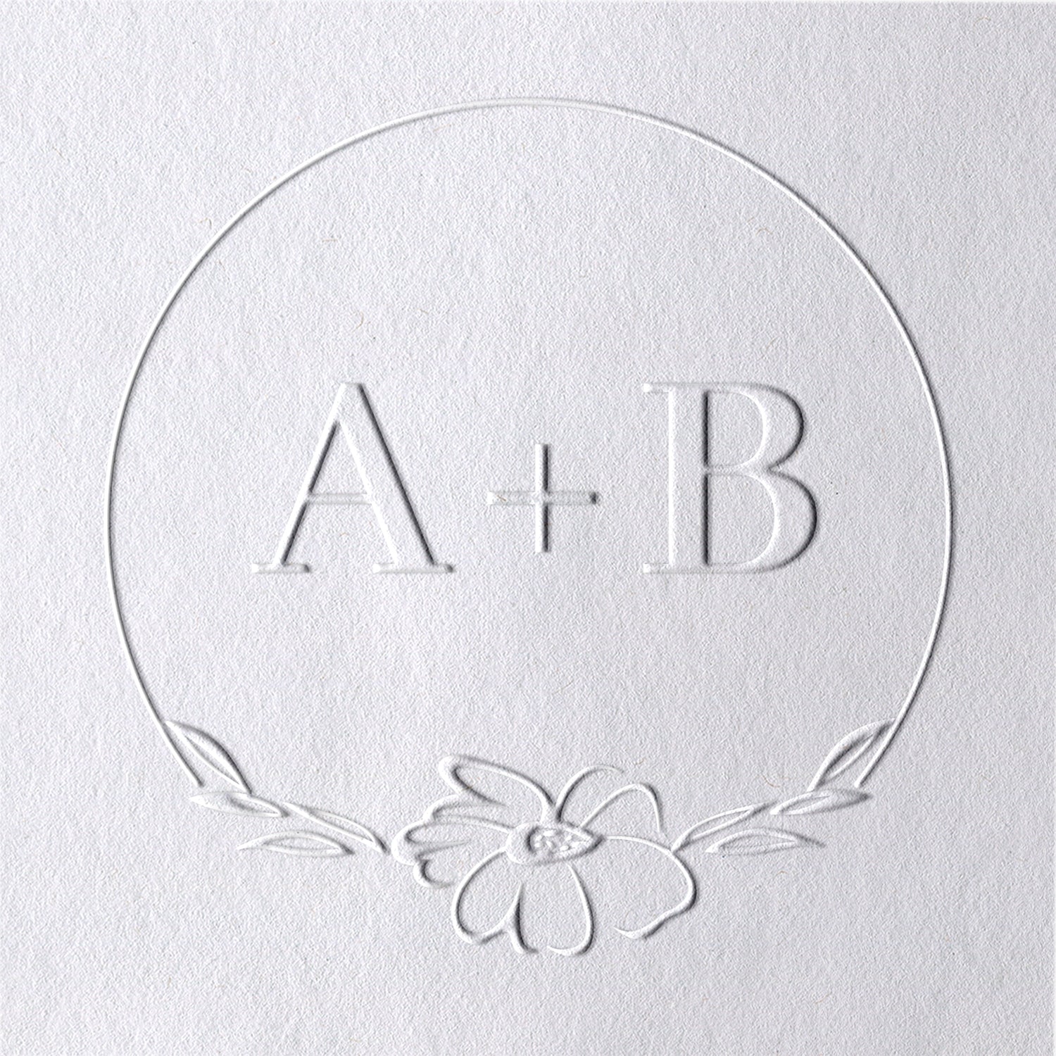 Individueller Blüten-Hochzeits-Monogramm Initial-Prägestempel 101