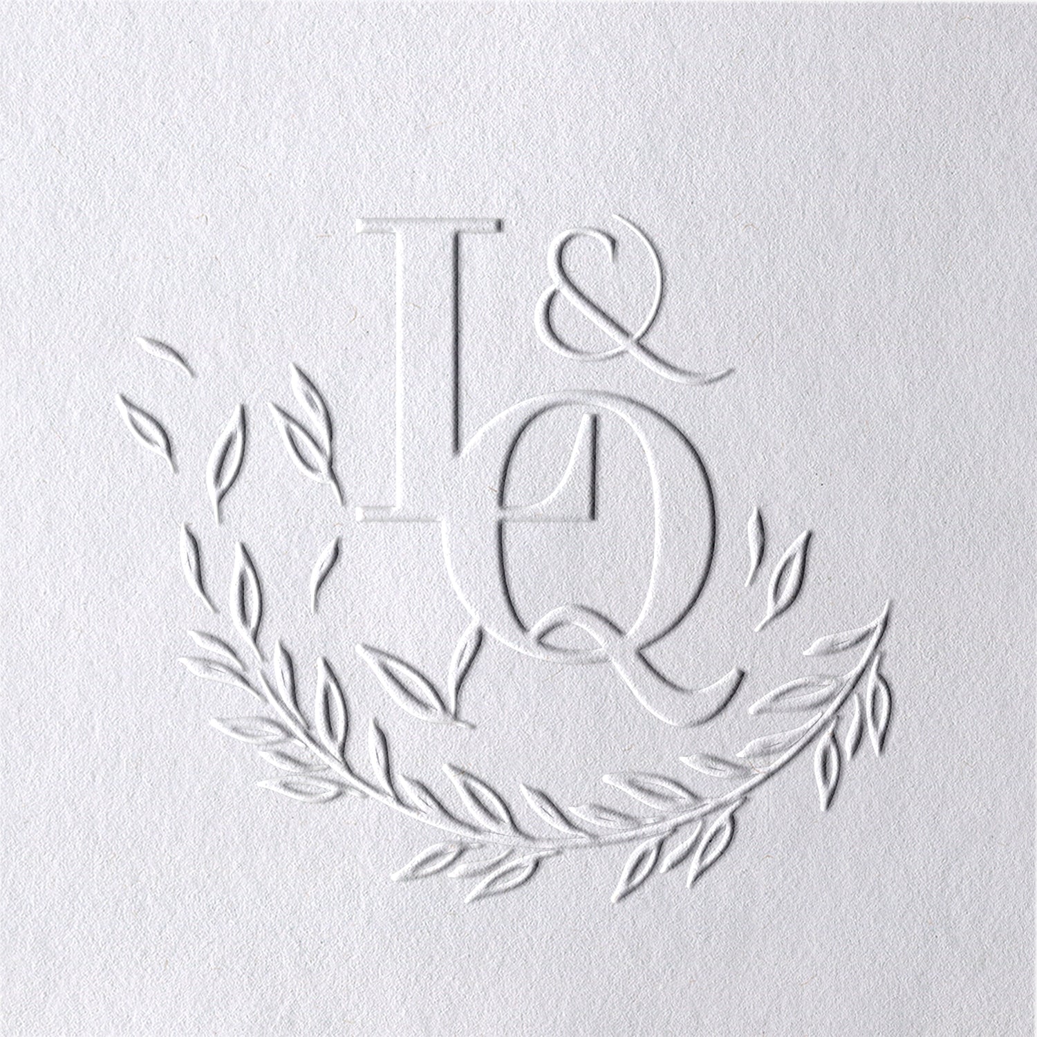 Personalisierter fallender Olivenzweig Hochzeit Initial Prägezange 121