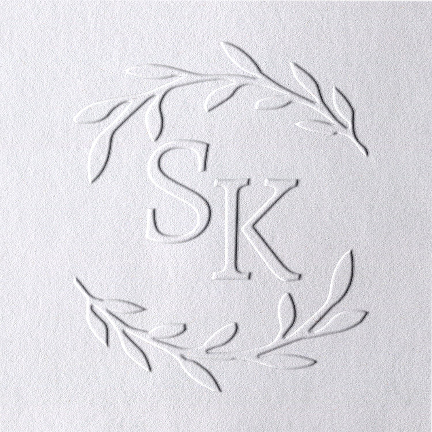 Personalisierte Initialen und Zweig-Monogramm Hochzeit Prägestempel 261