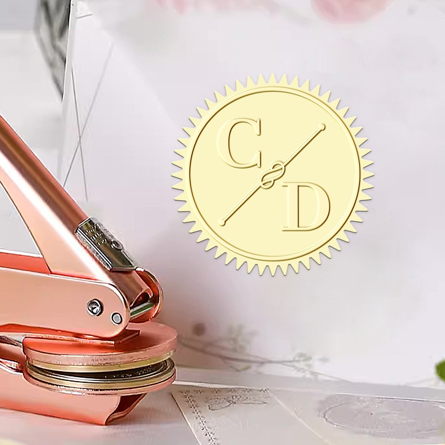 Personalisierter Einfacher Knoten Hochzeit Monogramm Initial Prägestempel 1-51