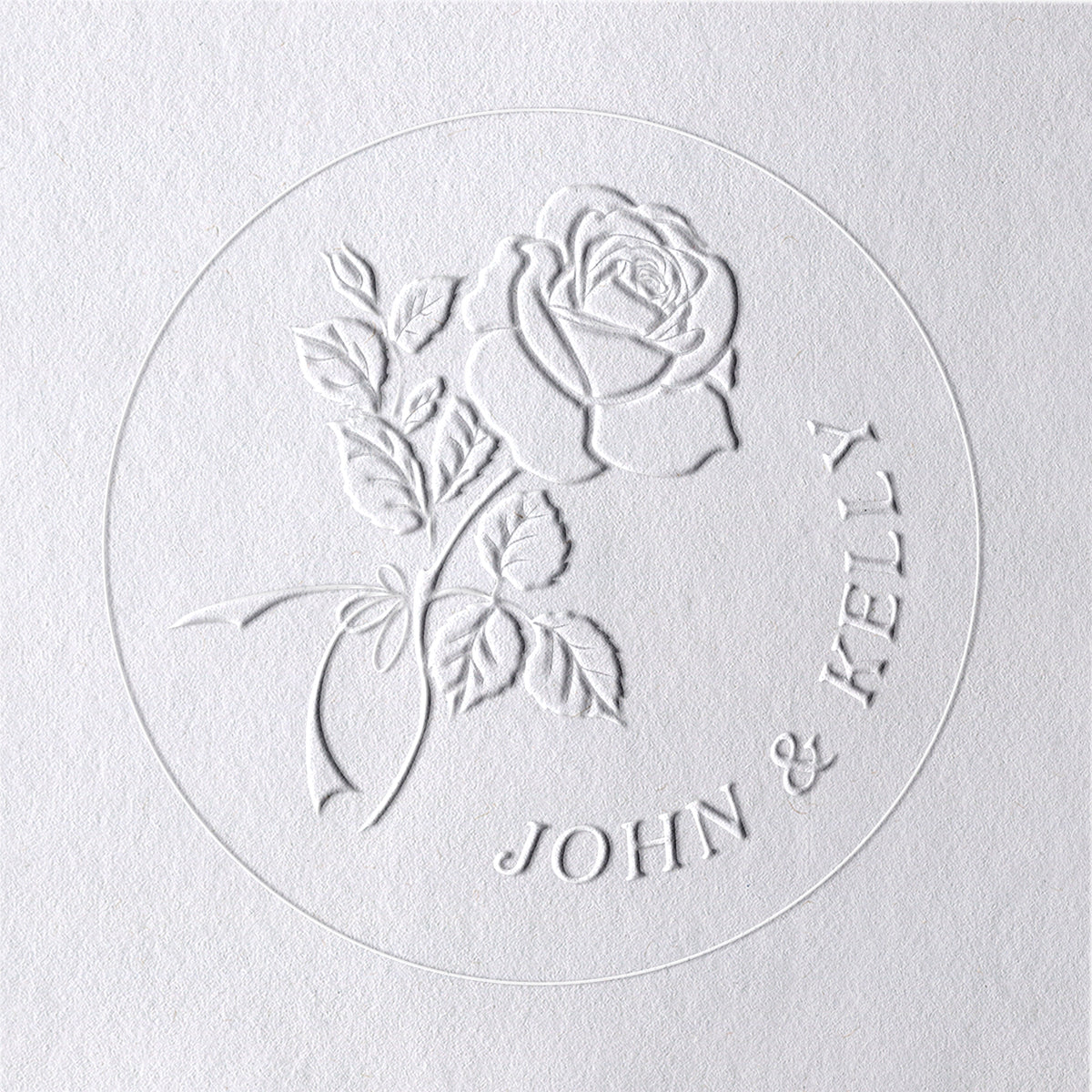 Chancela de Casamento com Rosa Personalizada 121