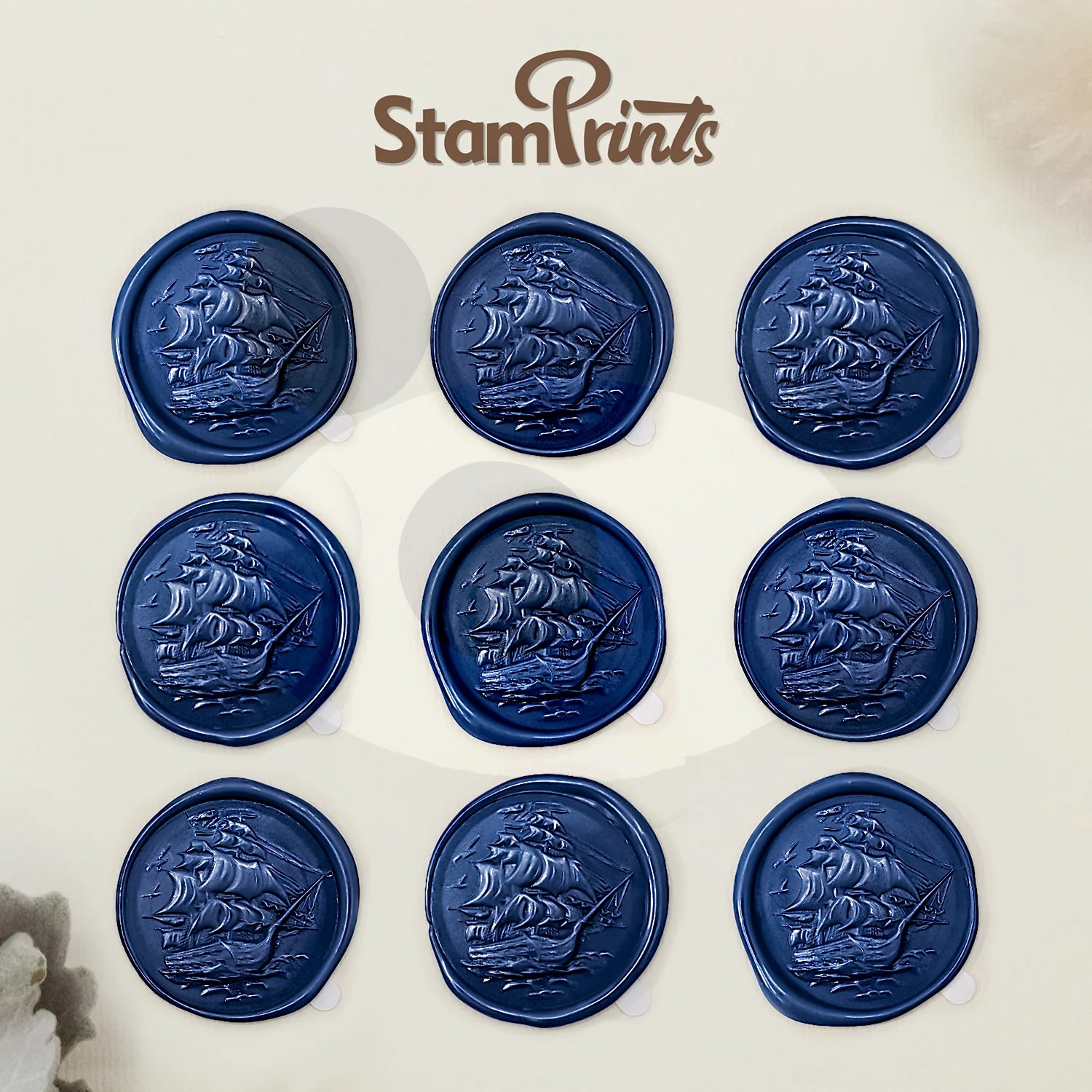 3D Relief Sailing Ship Self-adhesive Wax Seal Stickers 5-3