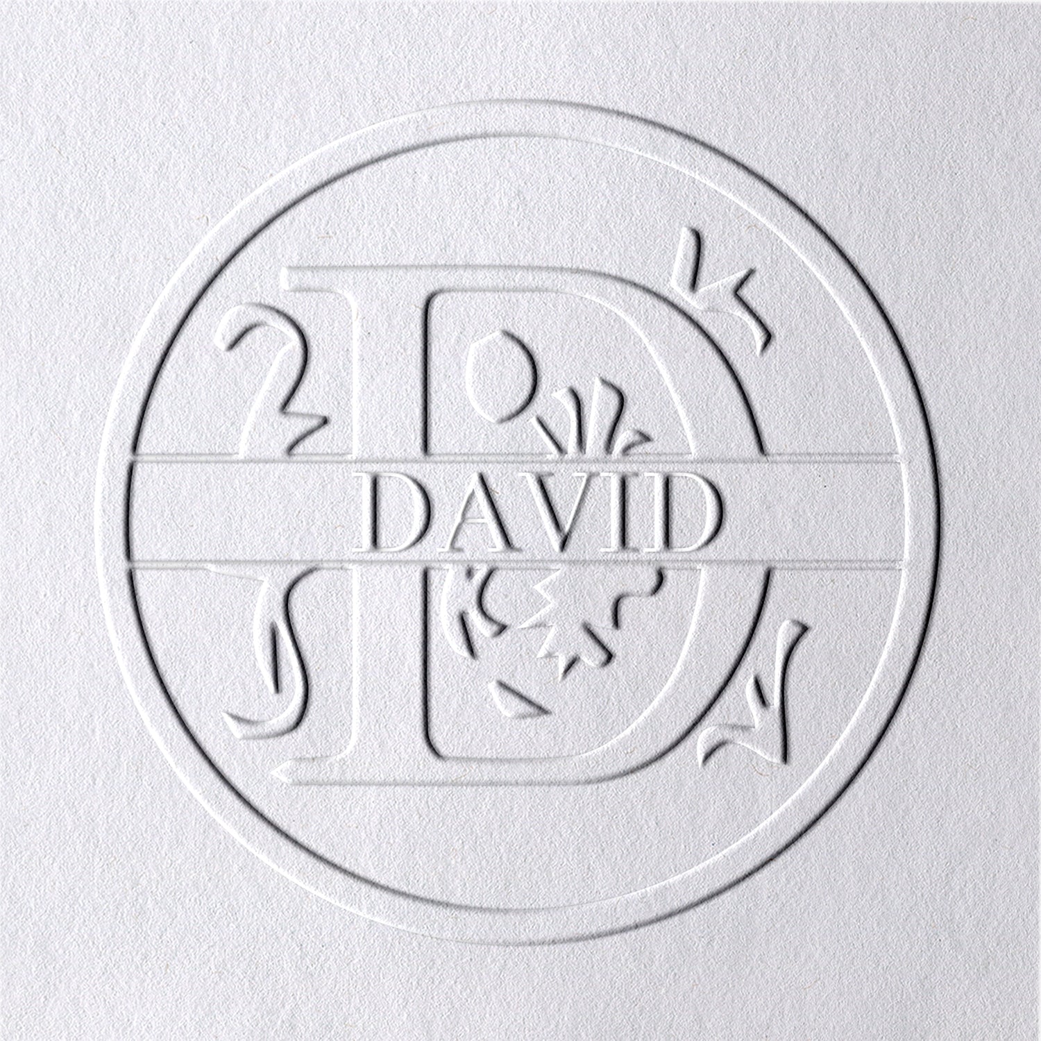 Timbre à sec personnalisé floral 26 lettres - D D1
