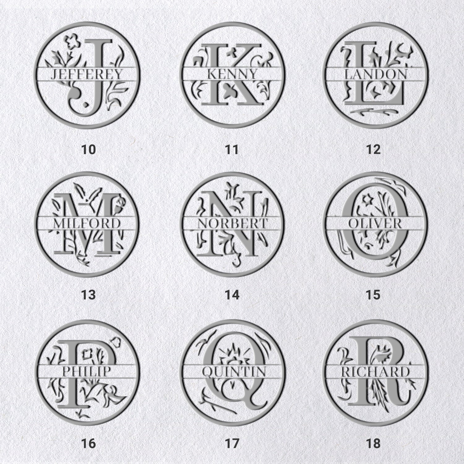 26 Buchstaben Individueller Blumen-Name Prägestempel sku_2_21