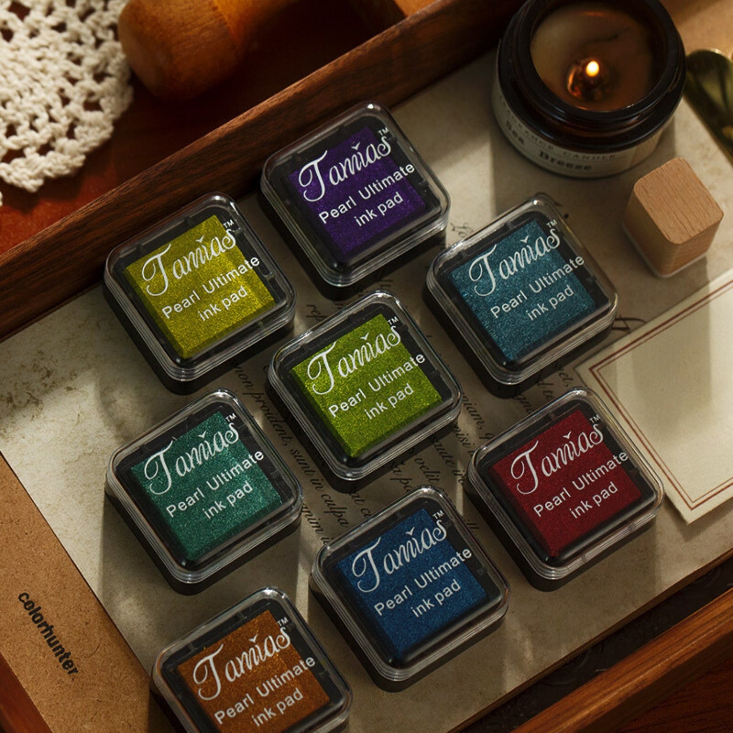 8-Farben Retro Mini Perlmutt Stempelkissen 1