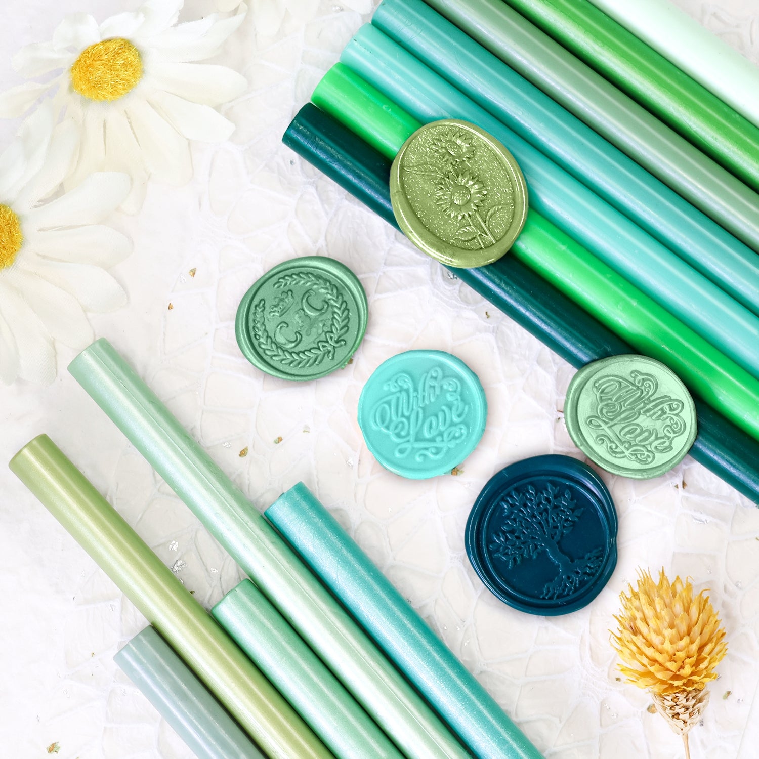Conjunto de Bastões de Lacre Verde para Sinete (20 Peças Aleatórias)1
