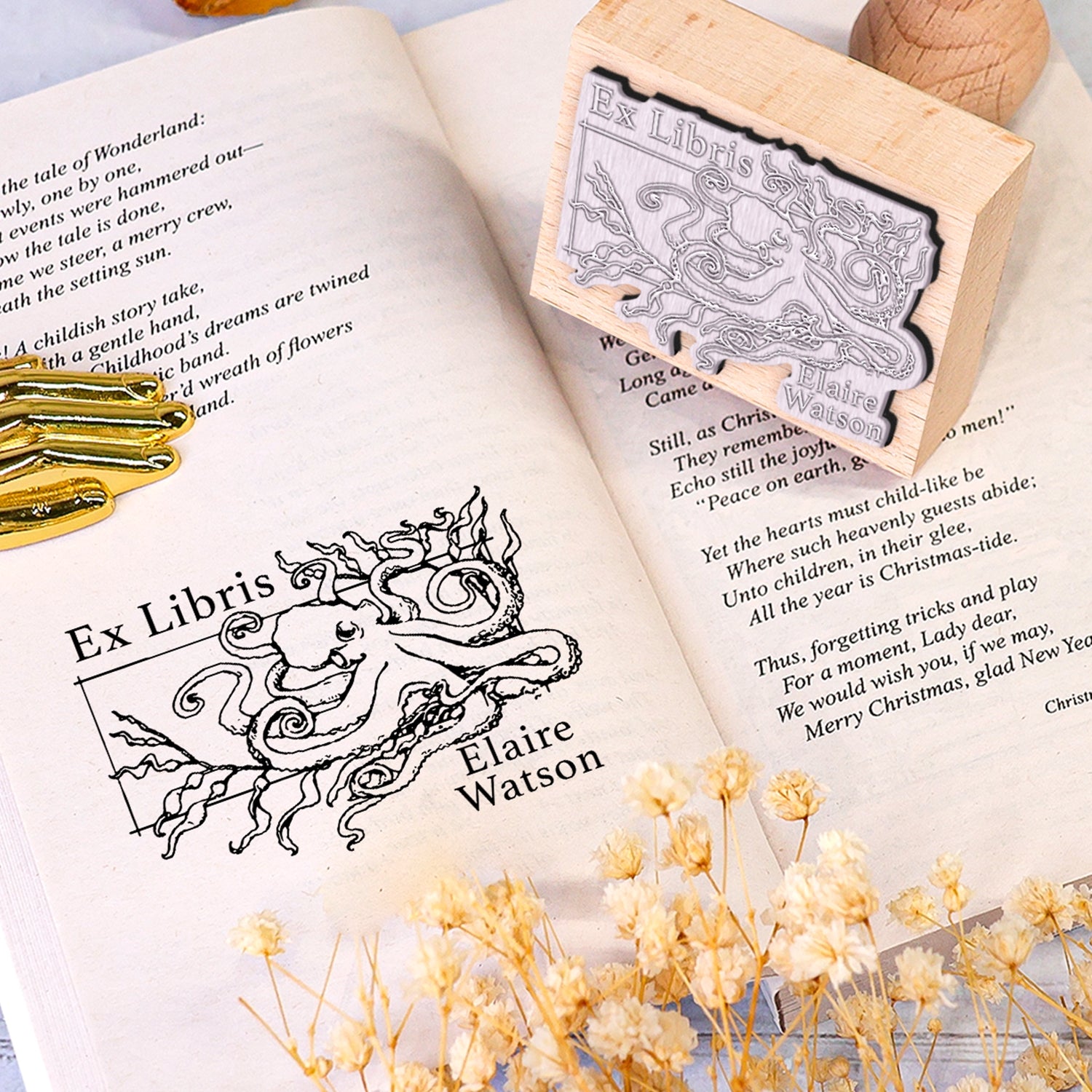 sello de caucho personalizado para libros uso portada de libro