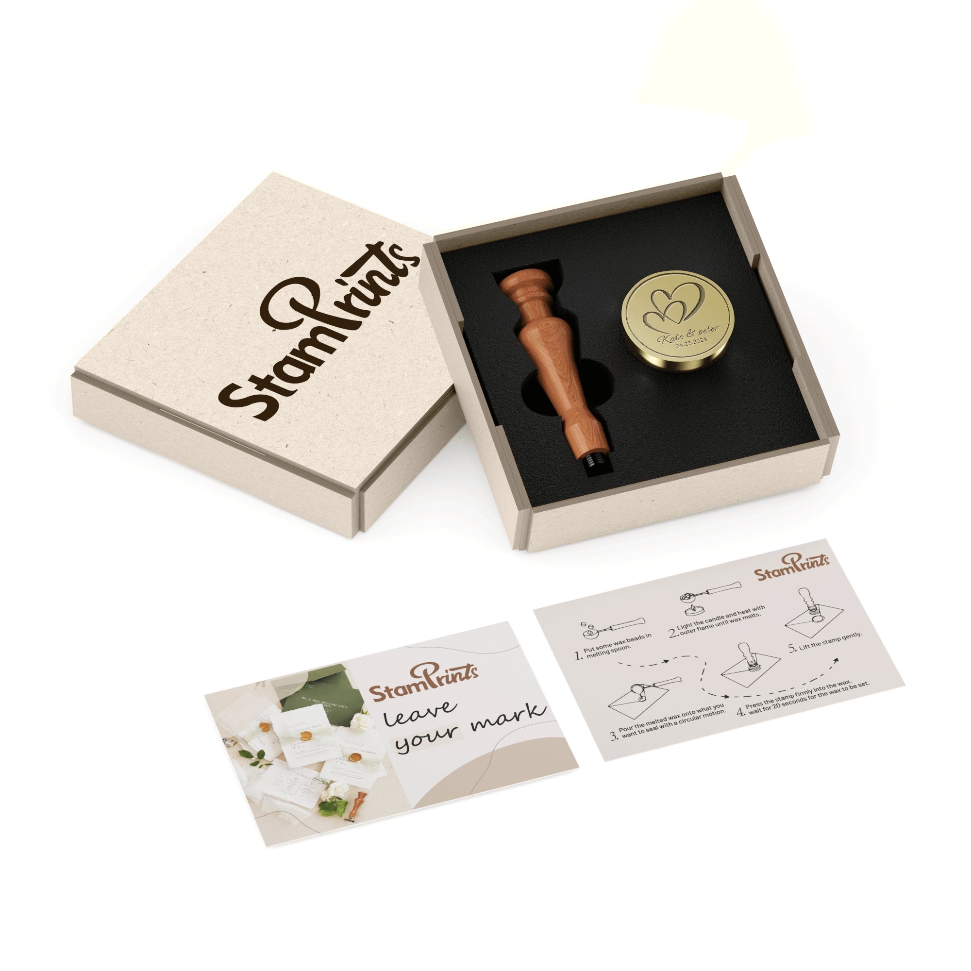 Individueller Wachssiegel-Stempel Stamprints Geschenkpaket