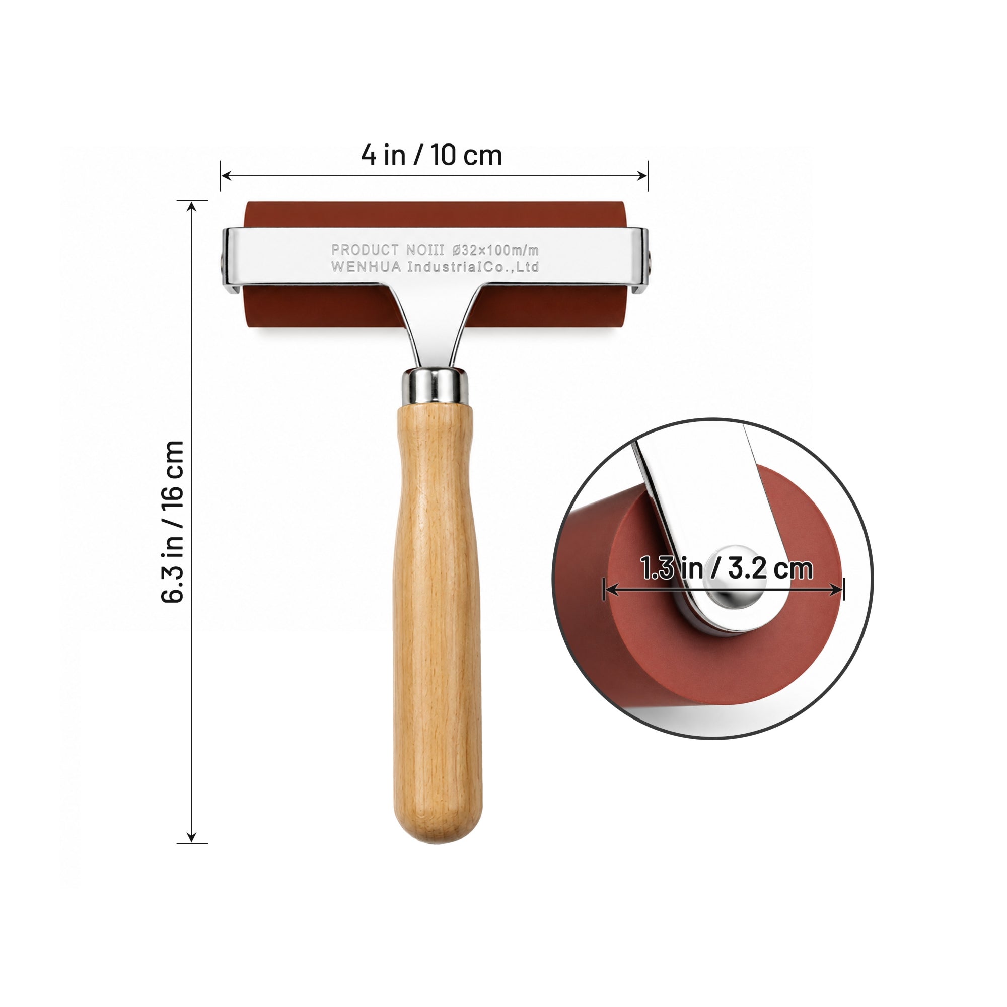 Hard Rubber Brayer Roller - Wood Handle Ink Tool for Printmaking1