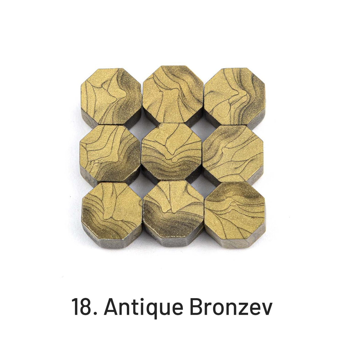 Achteckige Siegelwachs-Perlen18. Antik Bronze