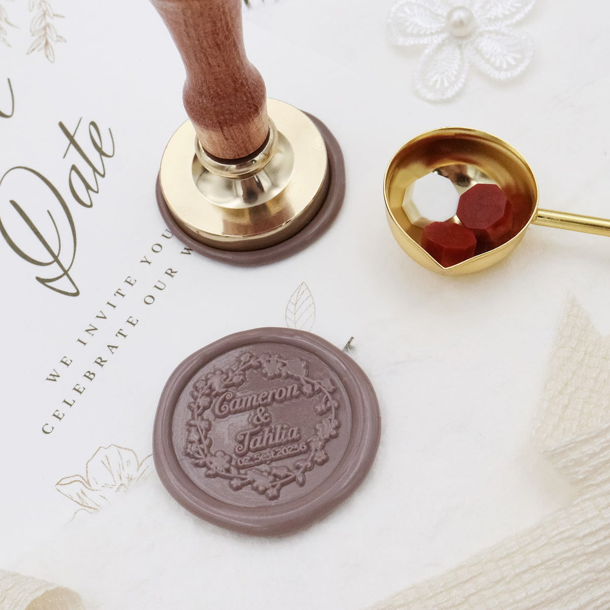 Stamprints Personalisierter Hochzeits-Wachssiegel-Stempel 3