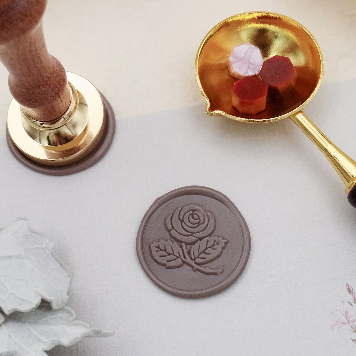 Stamprints Rose Siegelwachs Siegelstempel Stempel 2